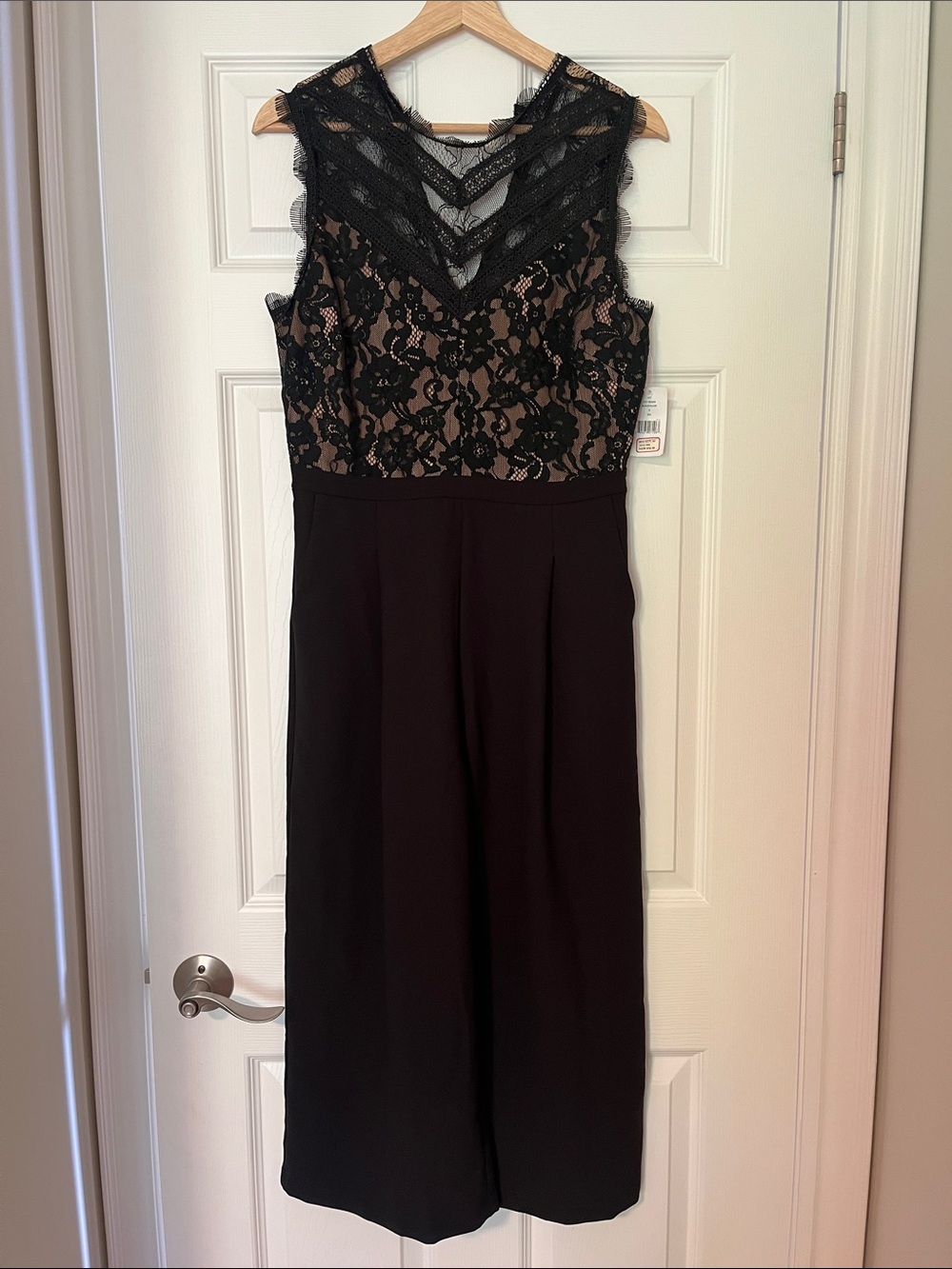 Adelyn Rae Black Lace Bodice Black Jumpsuit